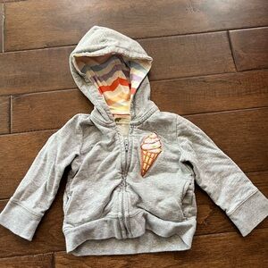 Kids' Gray Hoodie with Ice Cream Design